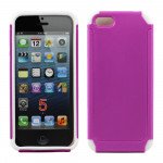 Wholesale Apple iPhone 5 5S Double Layer Case (Purple-White)